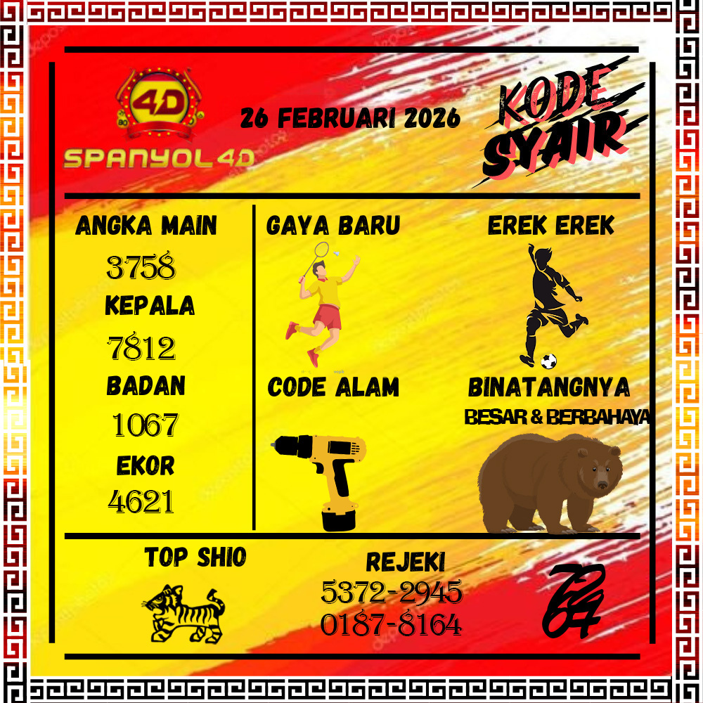 Kode Syair Spanyol4D Pools Februari pools