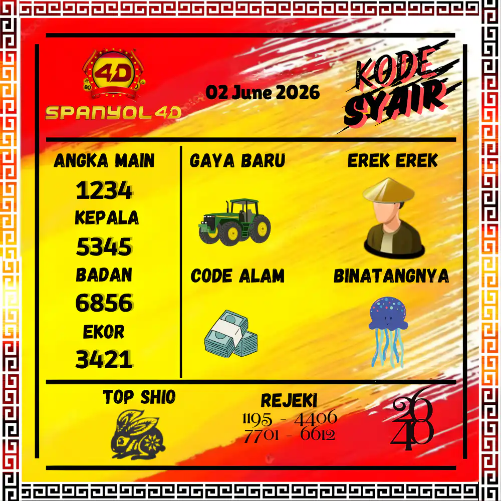 Kode Syair Spanyol4D Pools Juni 2026
