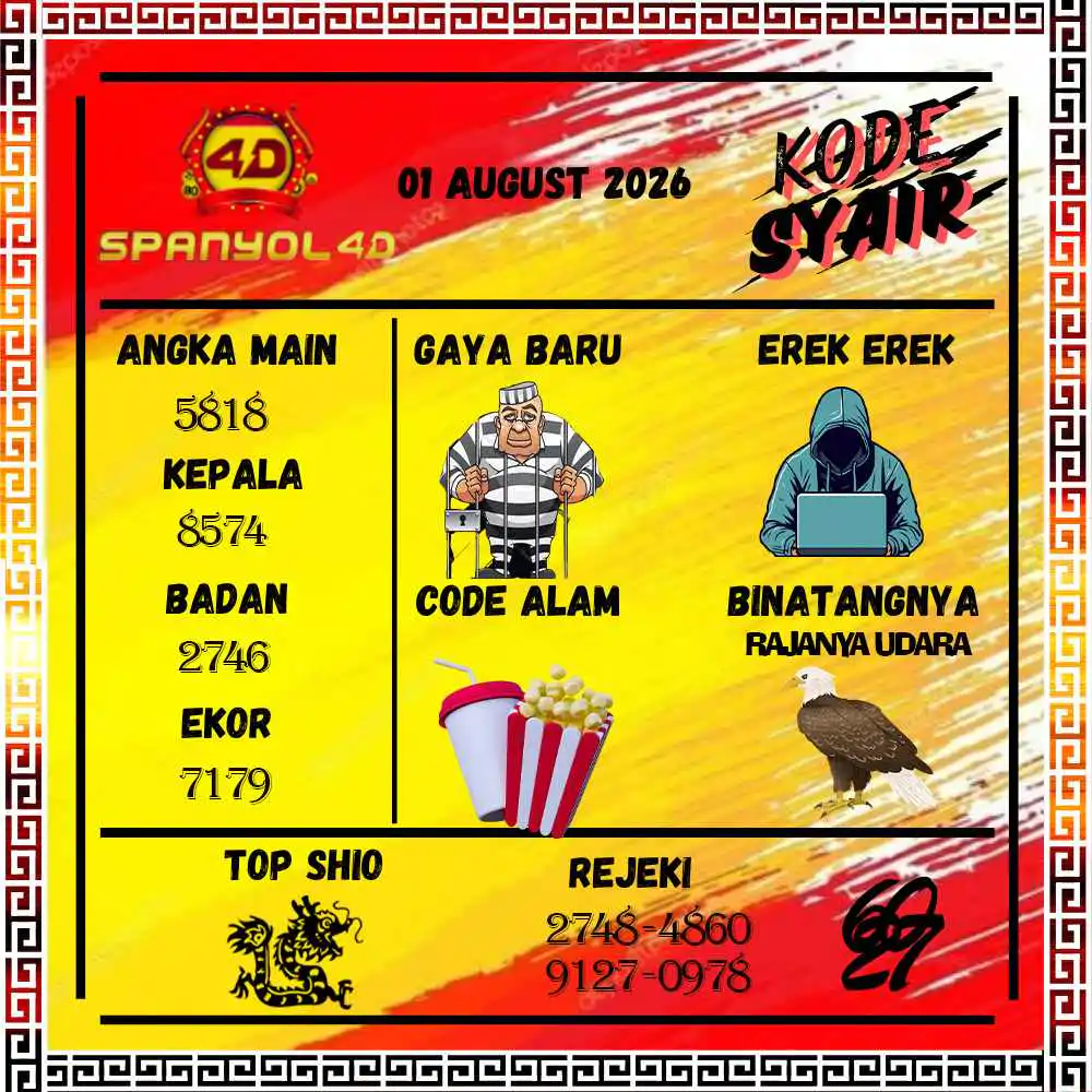 Kode Syair Spanyol4D Pools Agustus 2026

