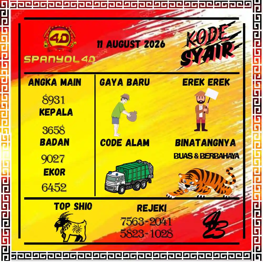 Kode Syair Spanyol4D Pools Agustus 2026
