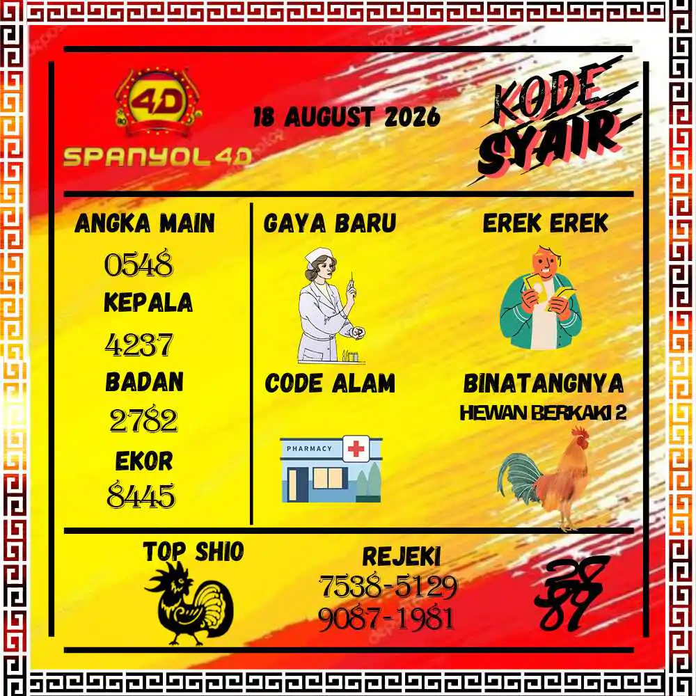 Kode Syair Spanyol4D Pools Agustus 2026
