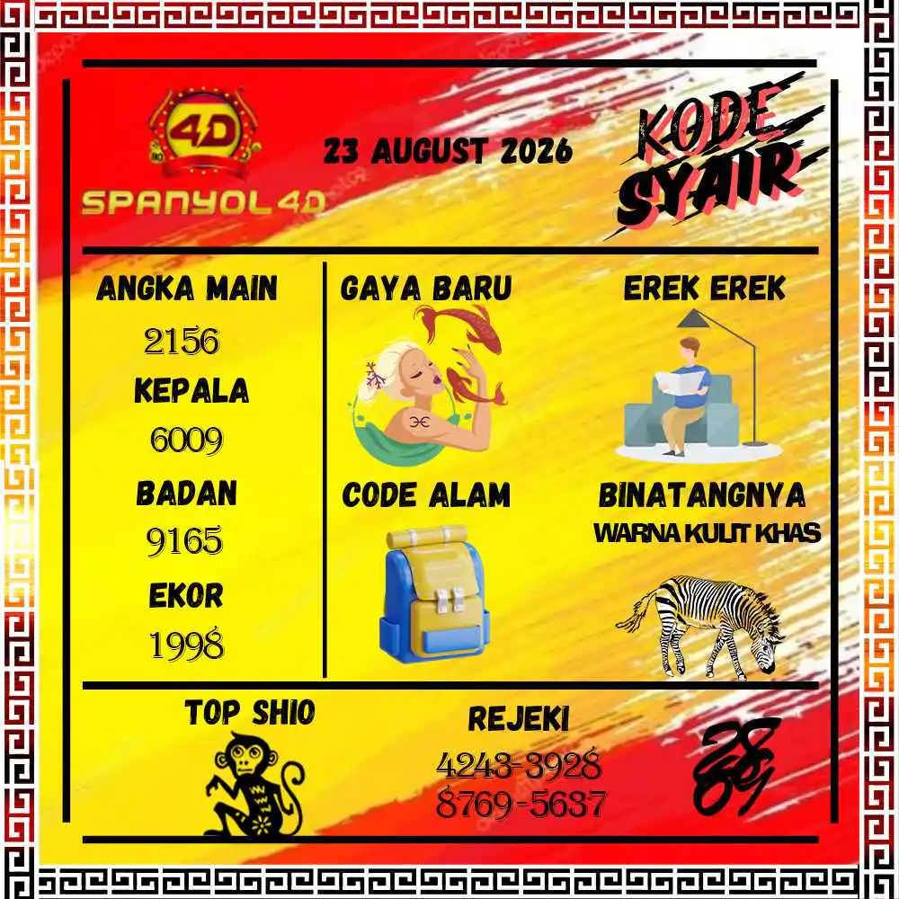 Kode Syair Spanyol4D Pools Agustus 2026
