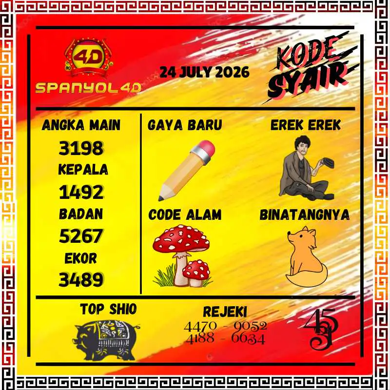 Kode Syair Spanyol4D Pools Juli 2026
