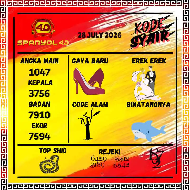Kode Syair Spanyol4D Pools Juli 2026
