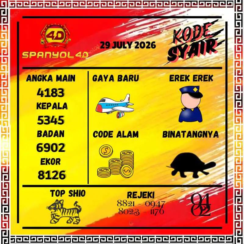 Kode Syair Spanyol4D Pools Juli 2026
