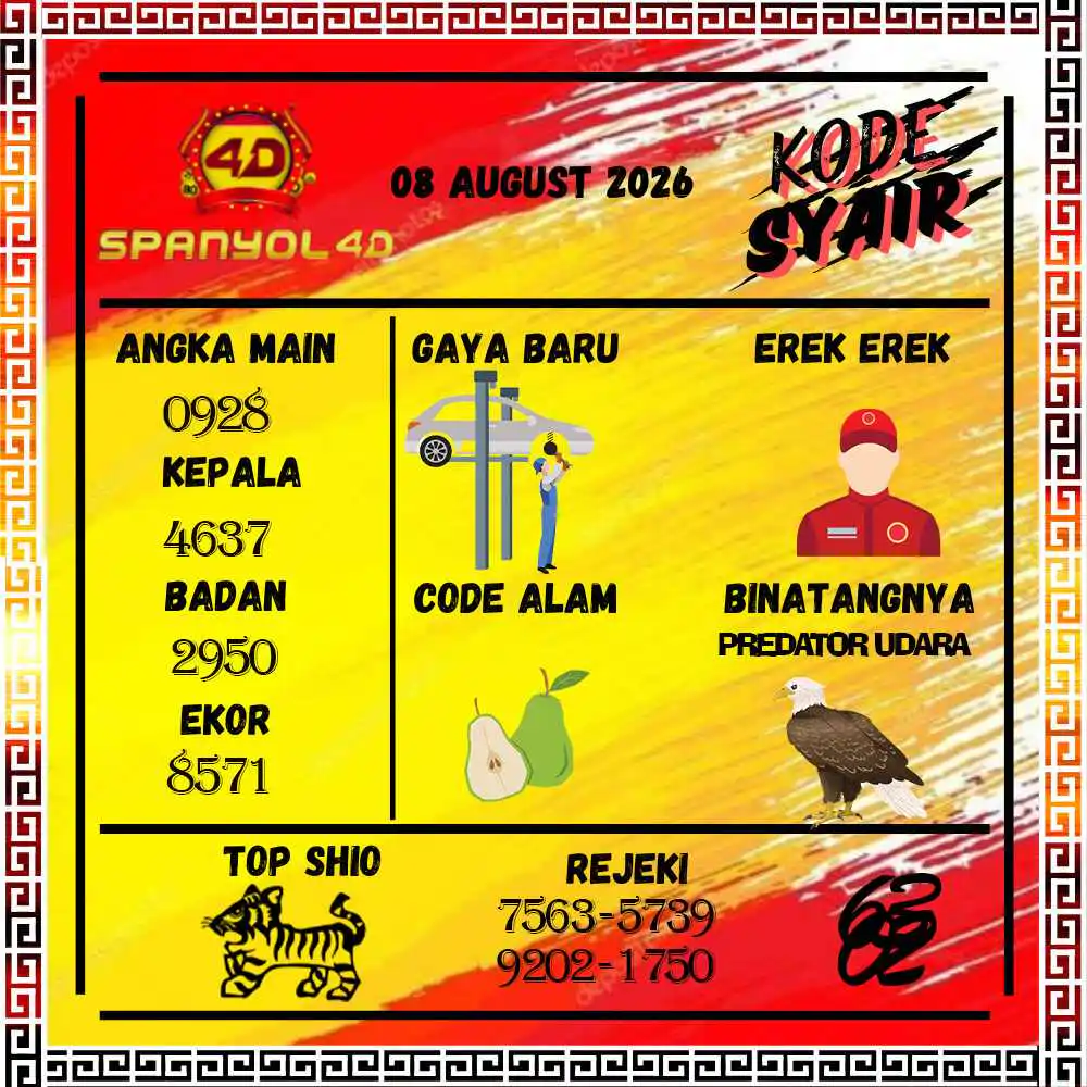 Kode Syair Spanyol4D Pools Agustus 2026
