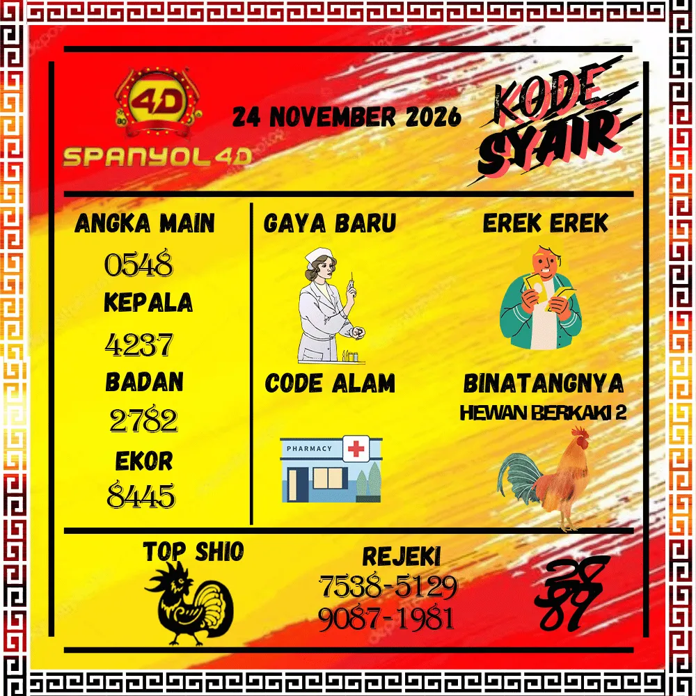 Kode Syair Spanyol4D Pools November 2026
